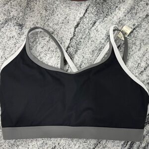NWT Offline by Aerie Black Sports Bra with Gray Band and White Straps
